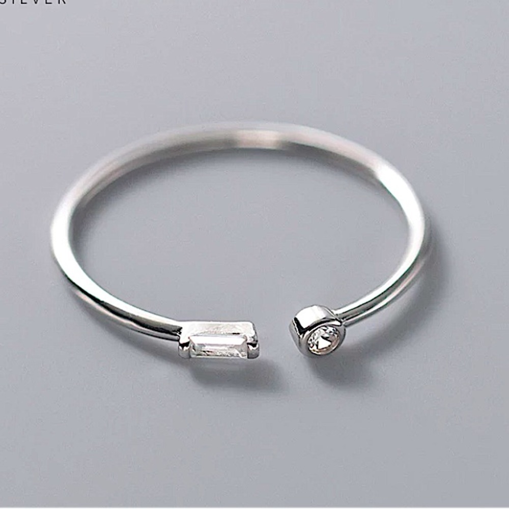 Sterling Silver CZ Geometric Ring, Minimalist, Trendy, Thin, Dainty, Gift